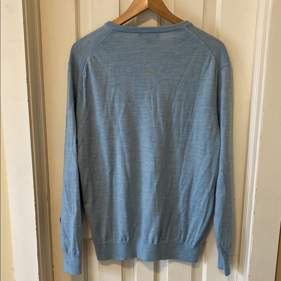 Callaway 100% Merino Wool Turquoise V-Neck Sweater Preppy Business Casual - Picture 6 of 9